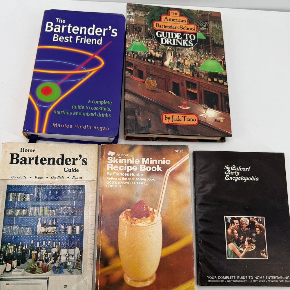 Bartender Cocktail Recipe Books Lot 5 Vintage Mixed Drinks Party Entertaining